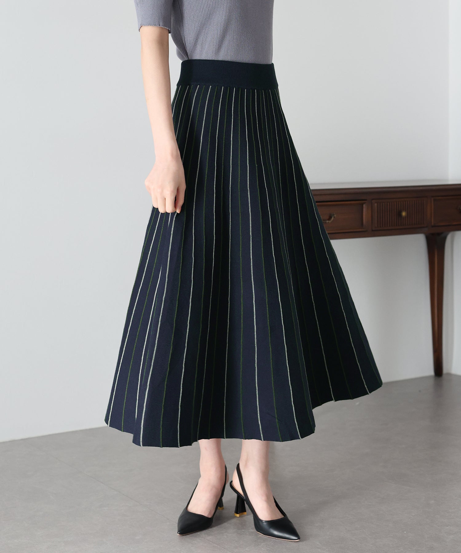 配色ニットスカート