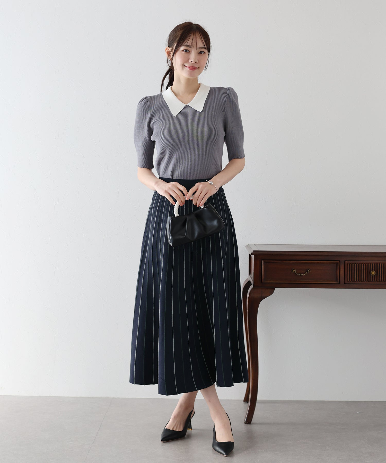 配色ニットスカート