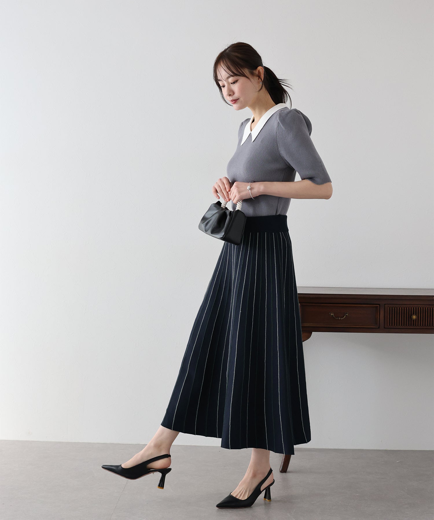 配色ニットスカート