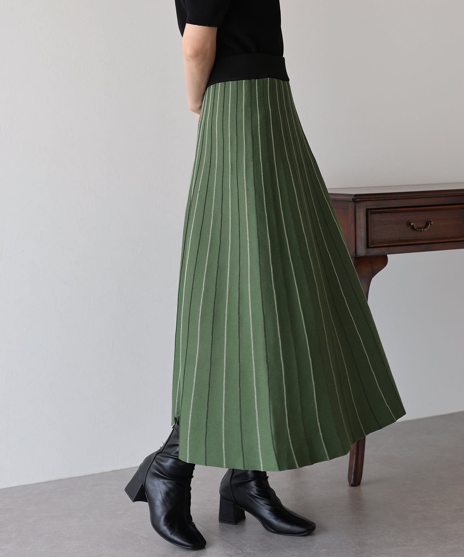 配色ニットスカート