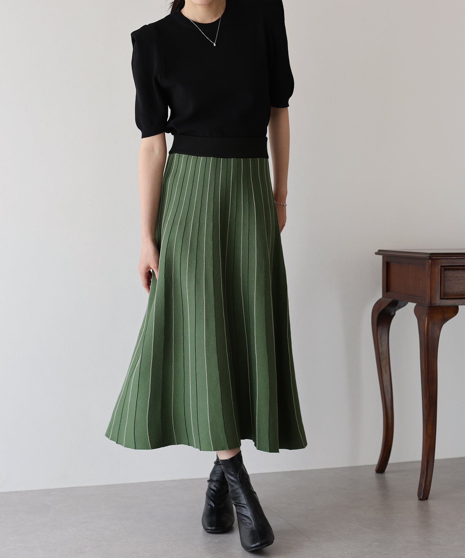 配色ニットスカート