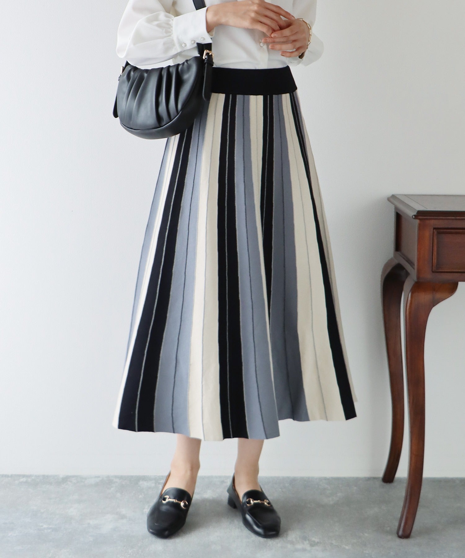 配色ニットスカート