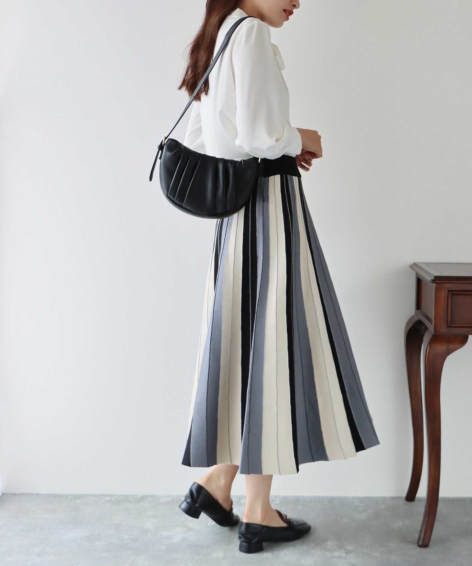 配色ニットスカート