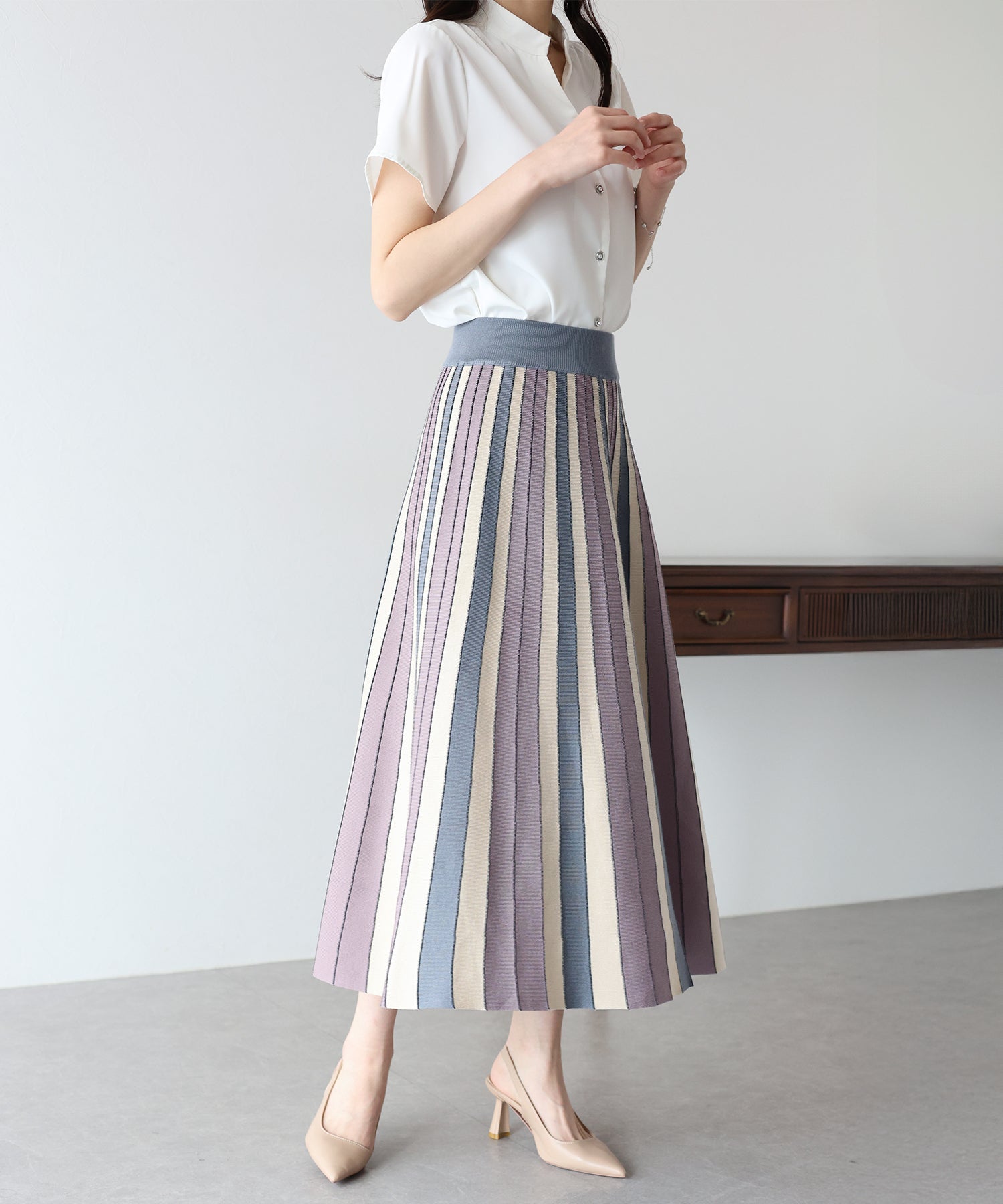 配色ニットスカート