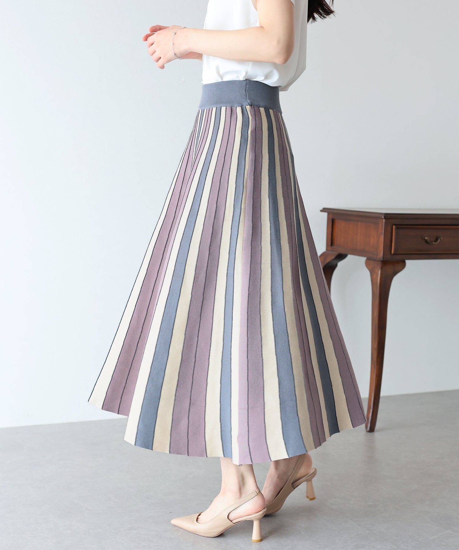 配色ニットスカート