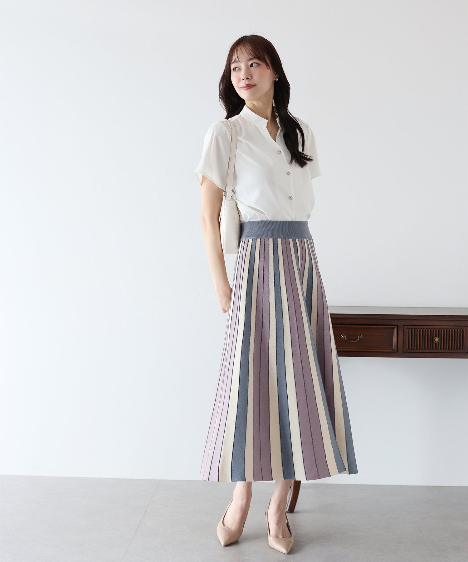 配色ニットスカート