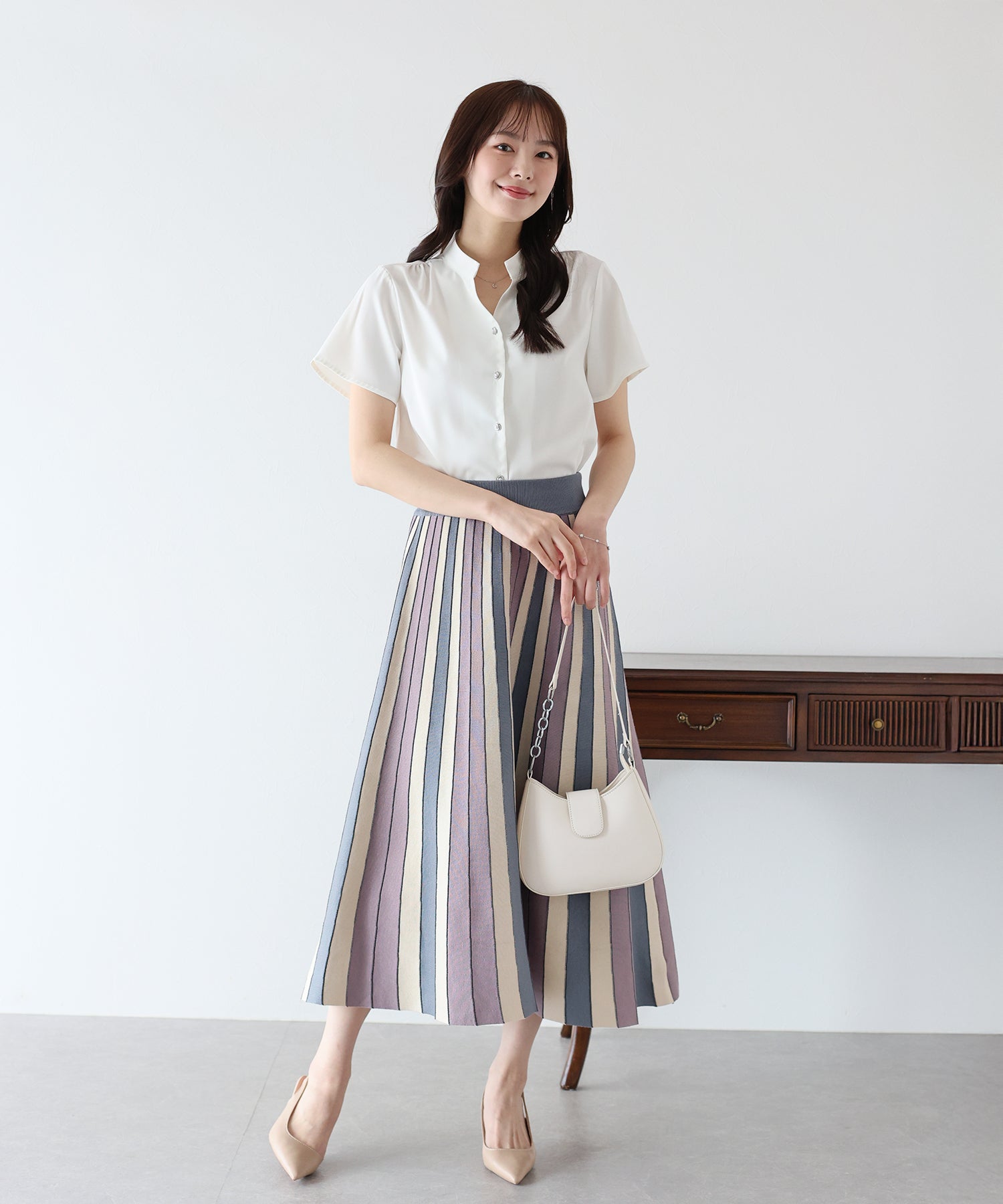 配色ニットスカート