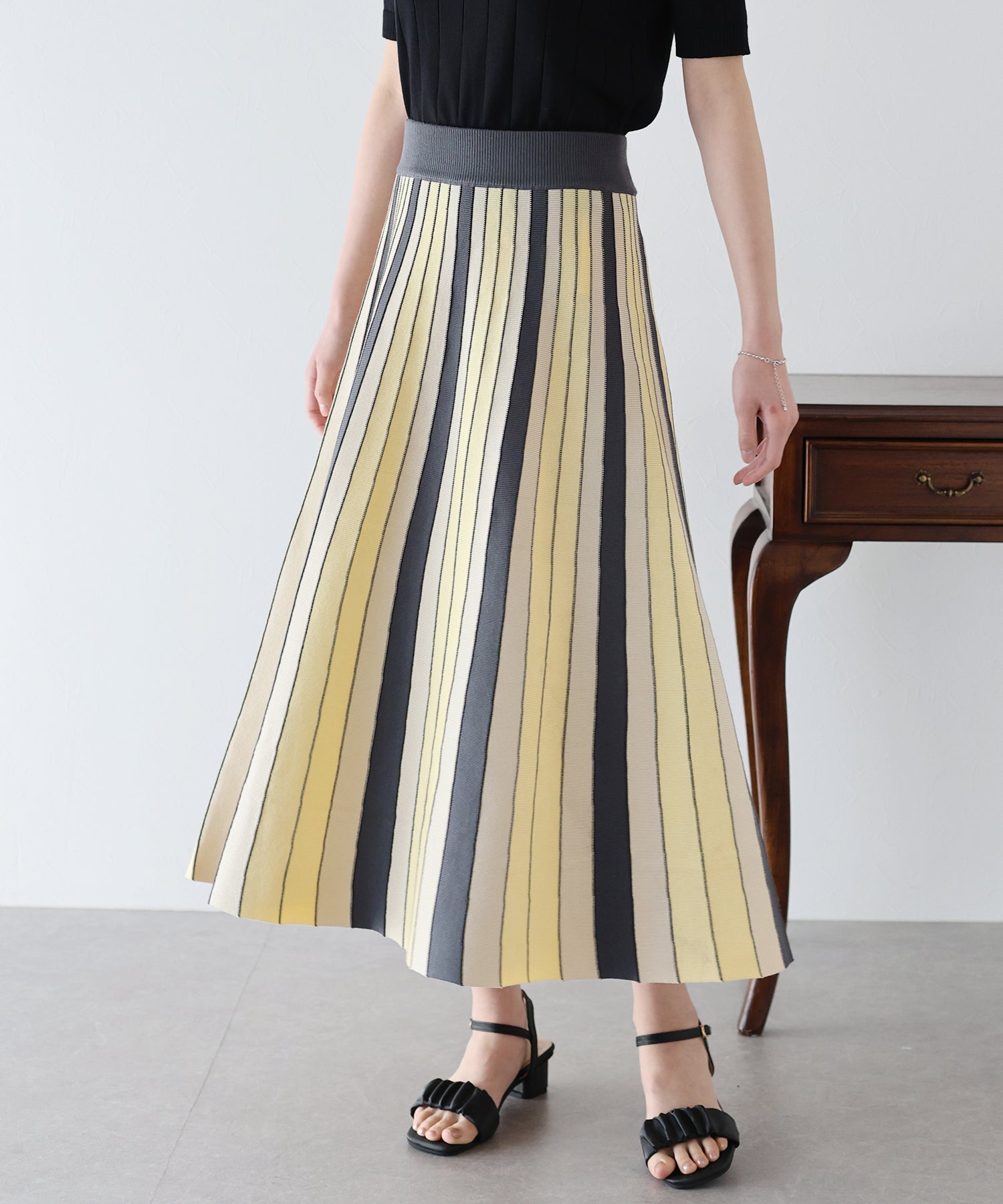 配色ニットスカート