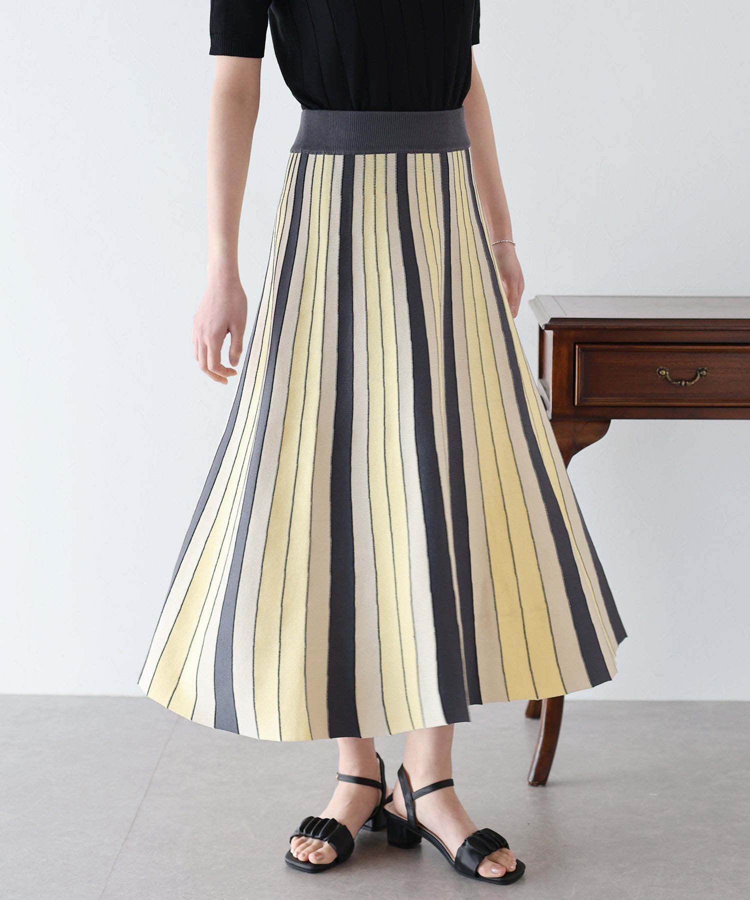 配色ニットスカート