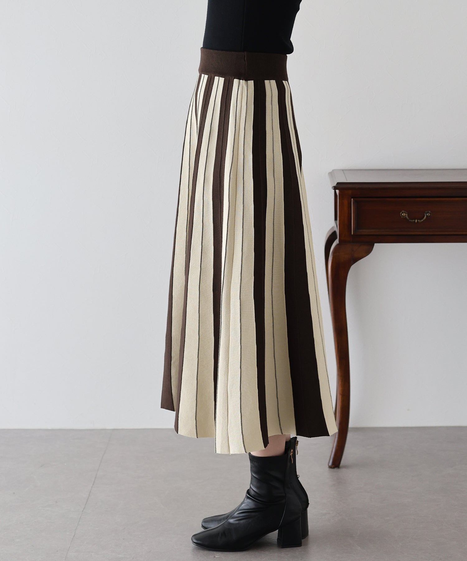 配色ニットスカート