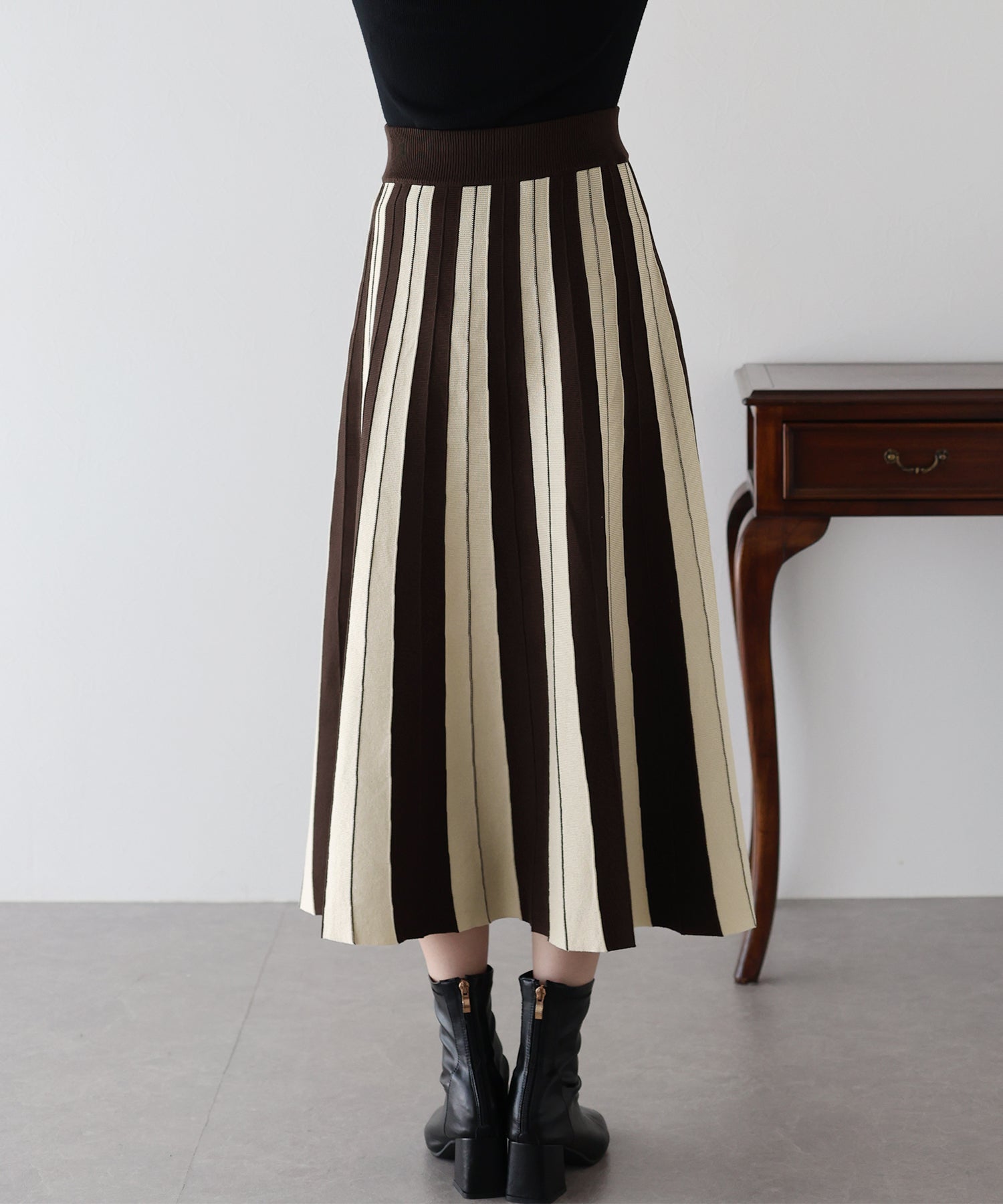 配色ニットスカート