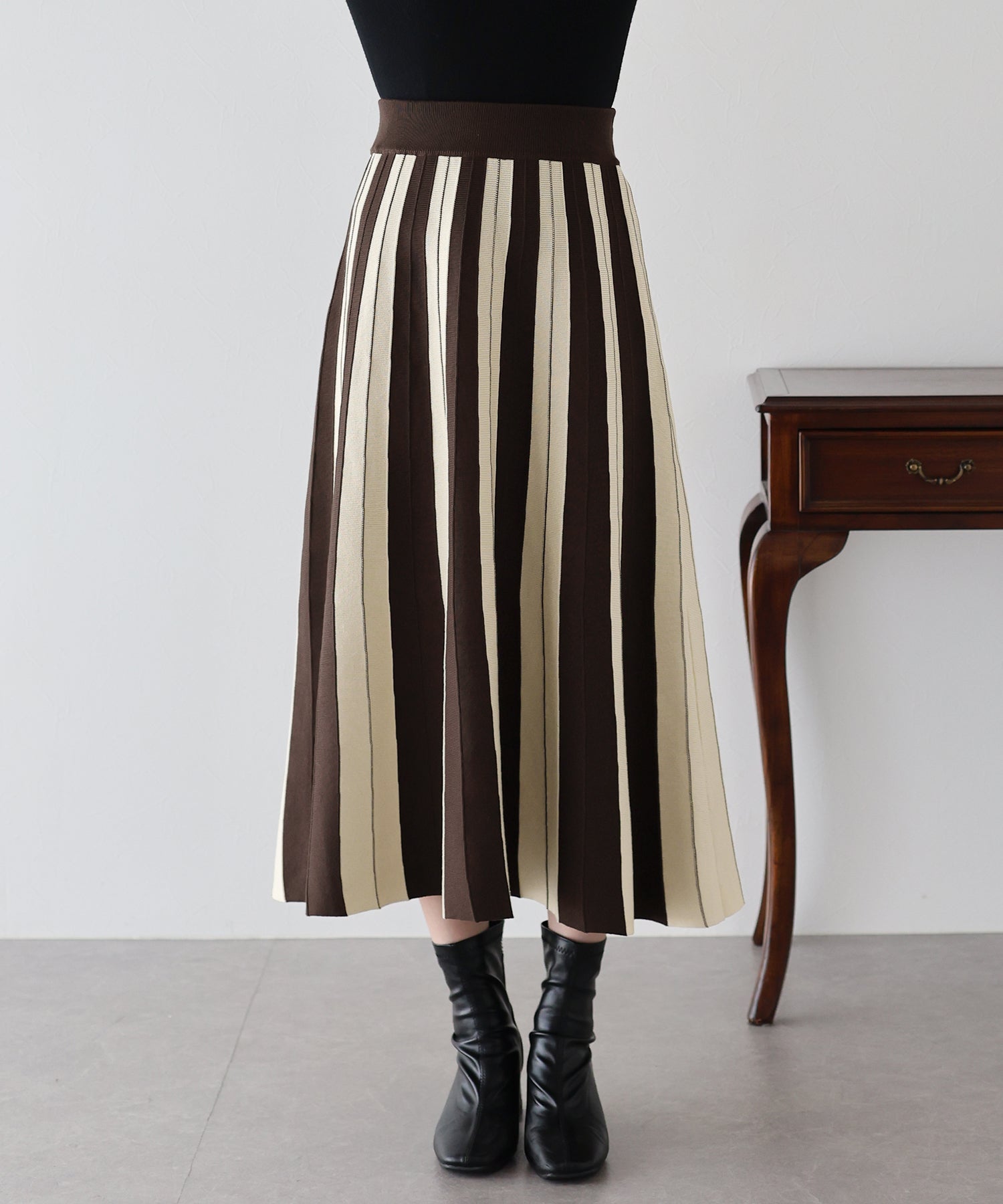 配色ニットスカート