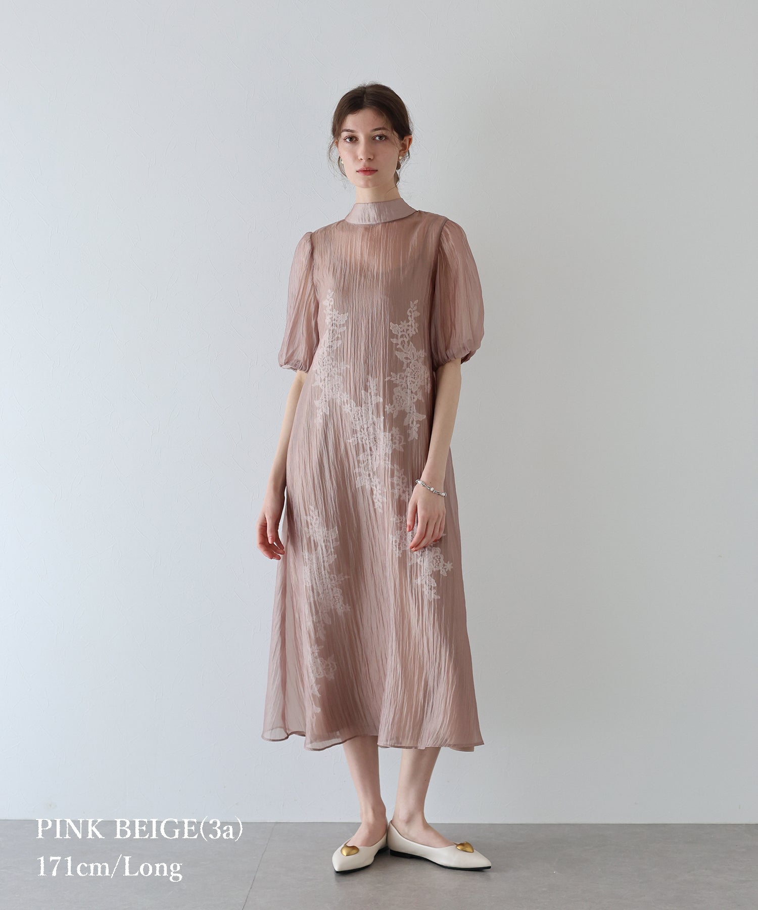 インナー付きバックリボンジャガードドレス