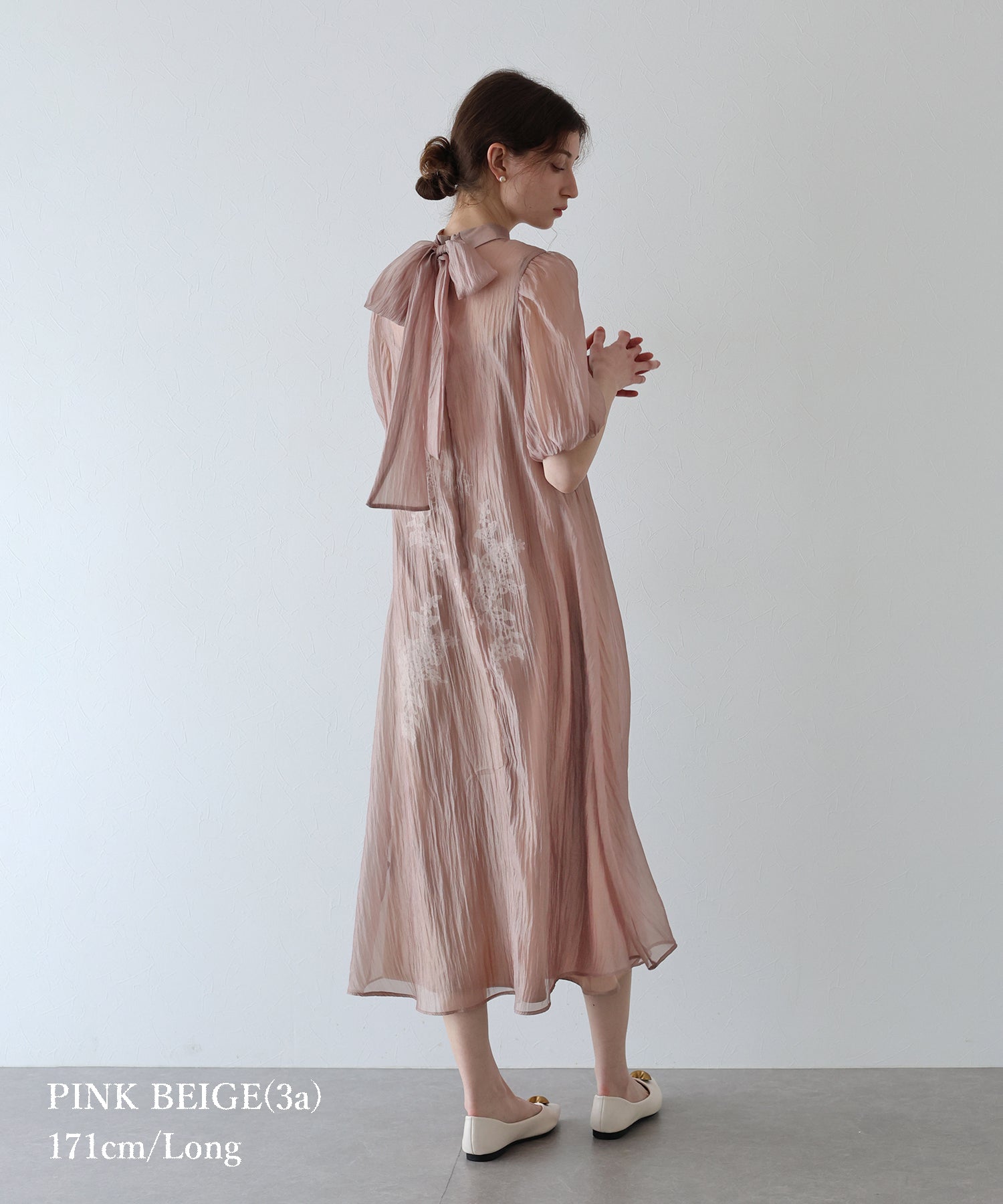 インナー付きバックリボンジャガードドレス