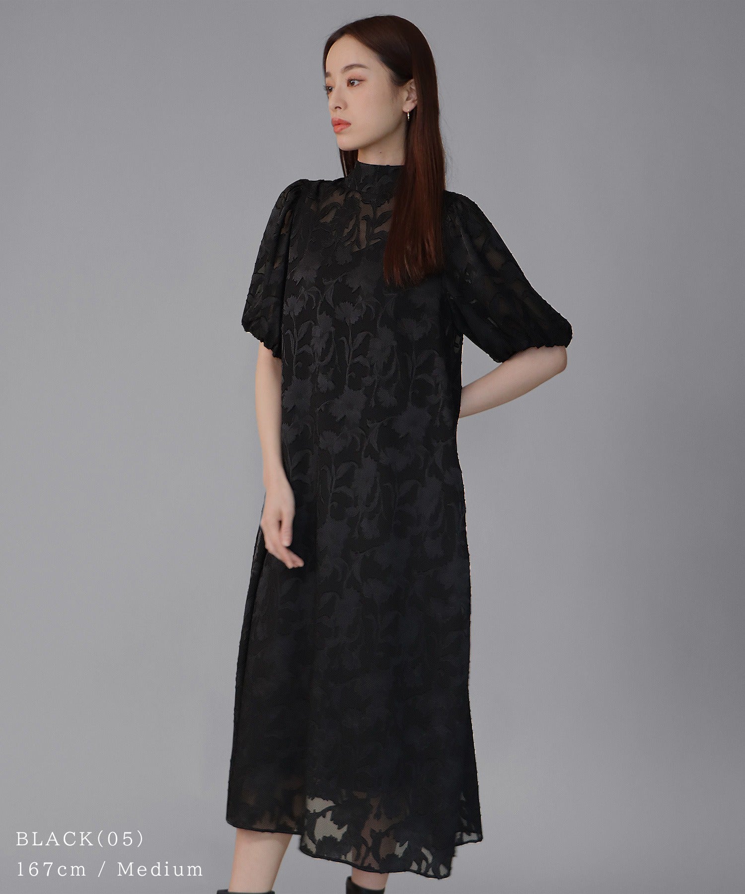 インナー付きバックリボンジャガードドレス