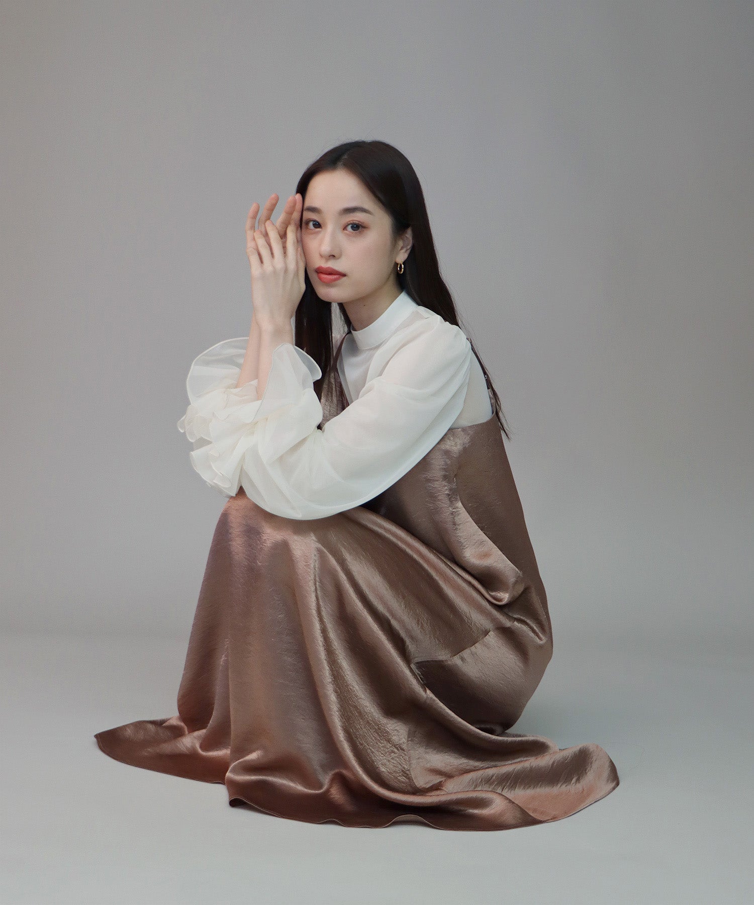 【SALE】日本製 配色シースルードッキングキャミワンピースドレス