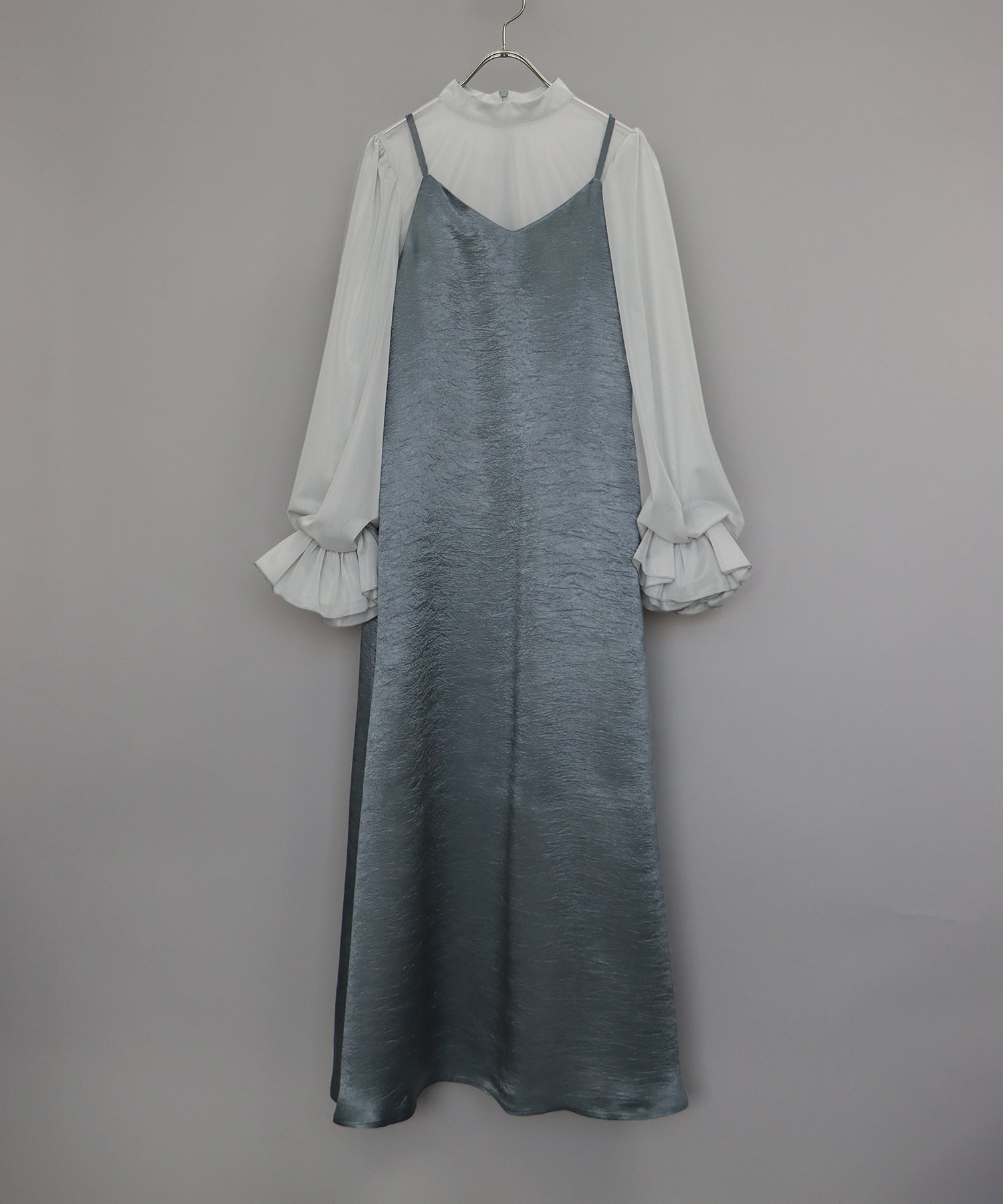 【SALE】日本製 配色シースルードッキングキャミワンピースドレス