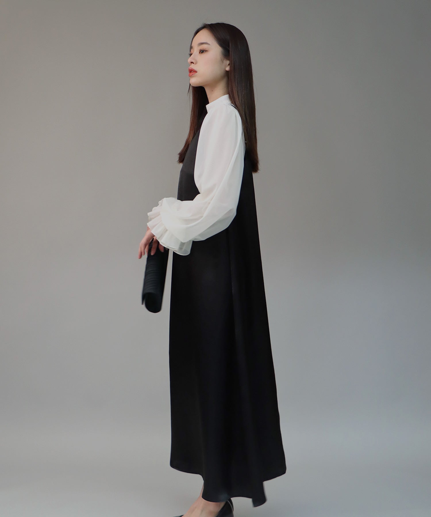 【SALE】日本製 配色シースルードッキングキャミワンピースドレス