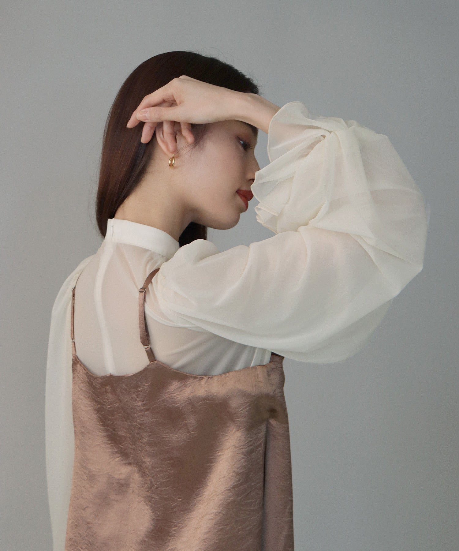 【SALE】日本製 配色シースルードッキングキャミワンピースドレス