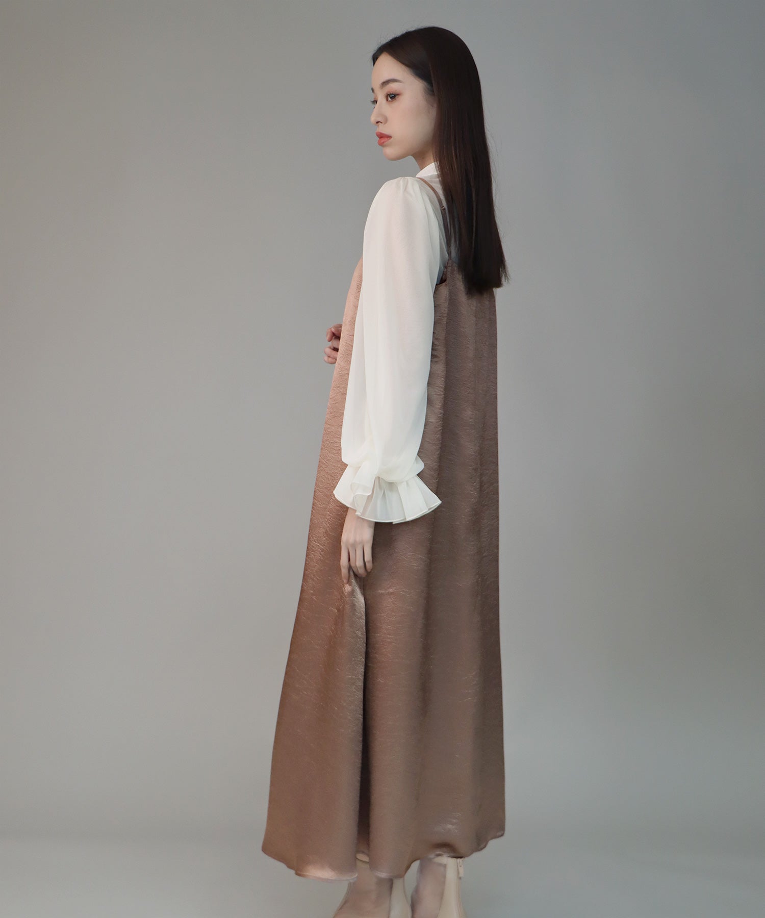 【SALE】日本製 配色シースルードッキングキャミワンピースドレス