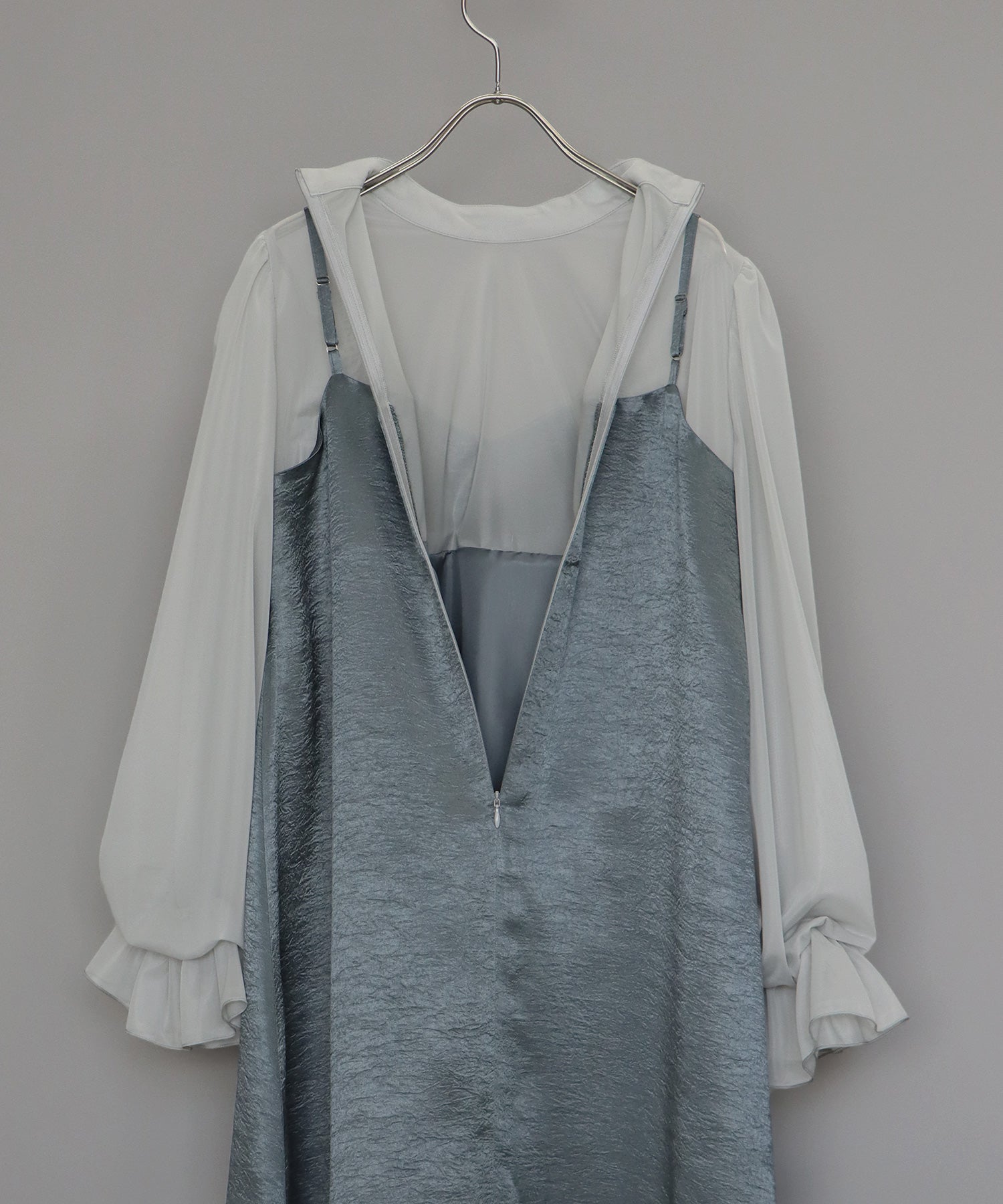 【SALE】日本製 配色シースルードッキングキャミワンピースドレス