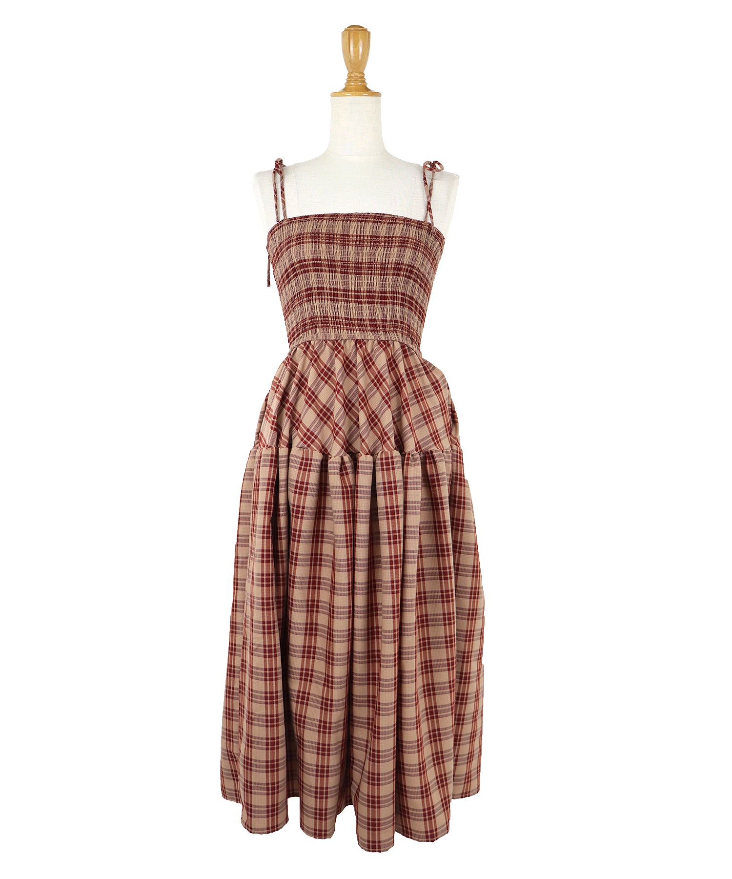 【SALE】ティアードチェックキャミワンピース