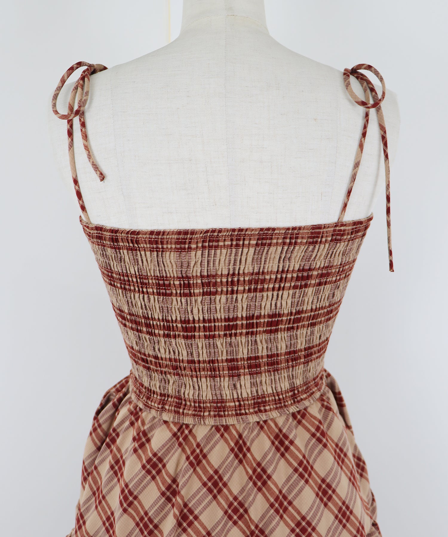 【SALE】ティアードチェックキャミワンピース