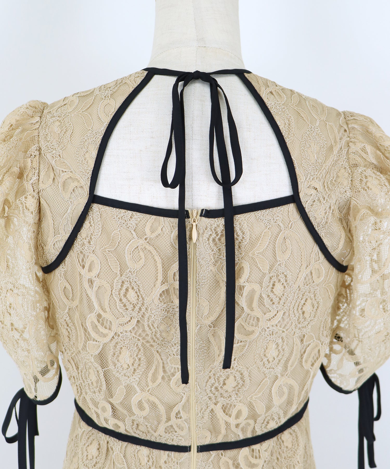 【SALE】配色パイピングレースパーティードレス