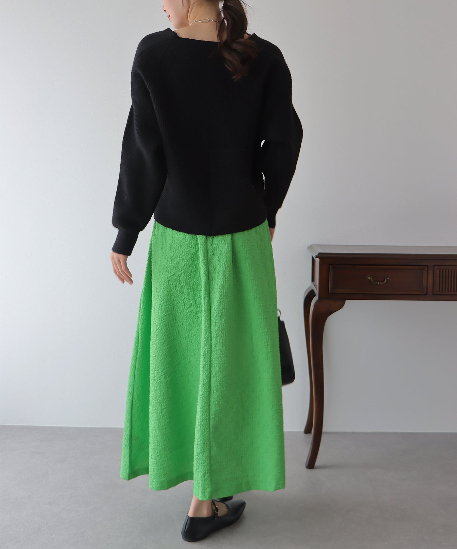 【SALE】ふくれジャガードボリュームフレアスカート