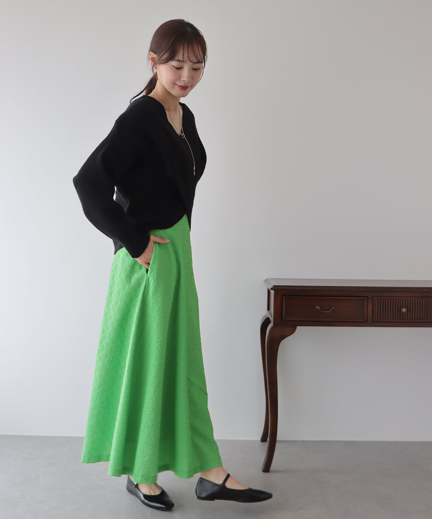 【SALE】ふくれジャガードボリュームフレアスカート