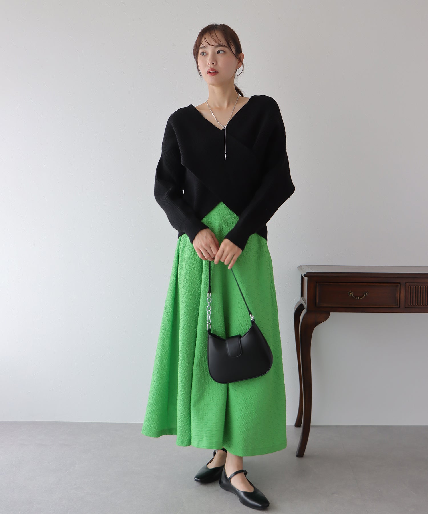 【SALE】ふくれジャガードボリュームフレアスカート