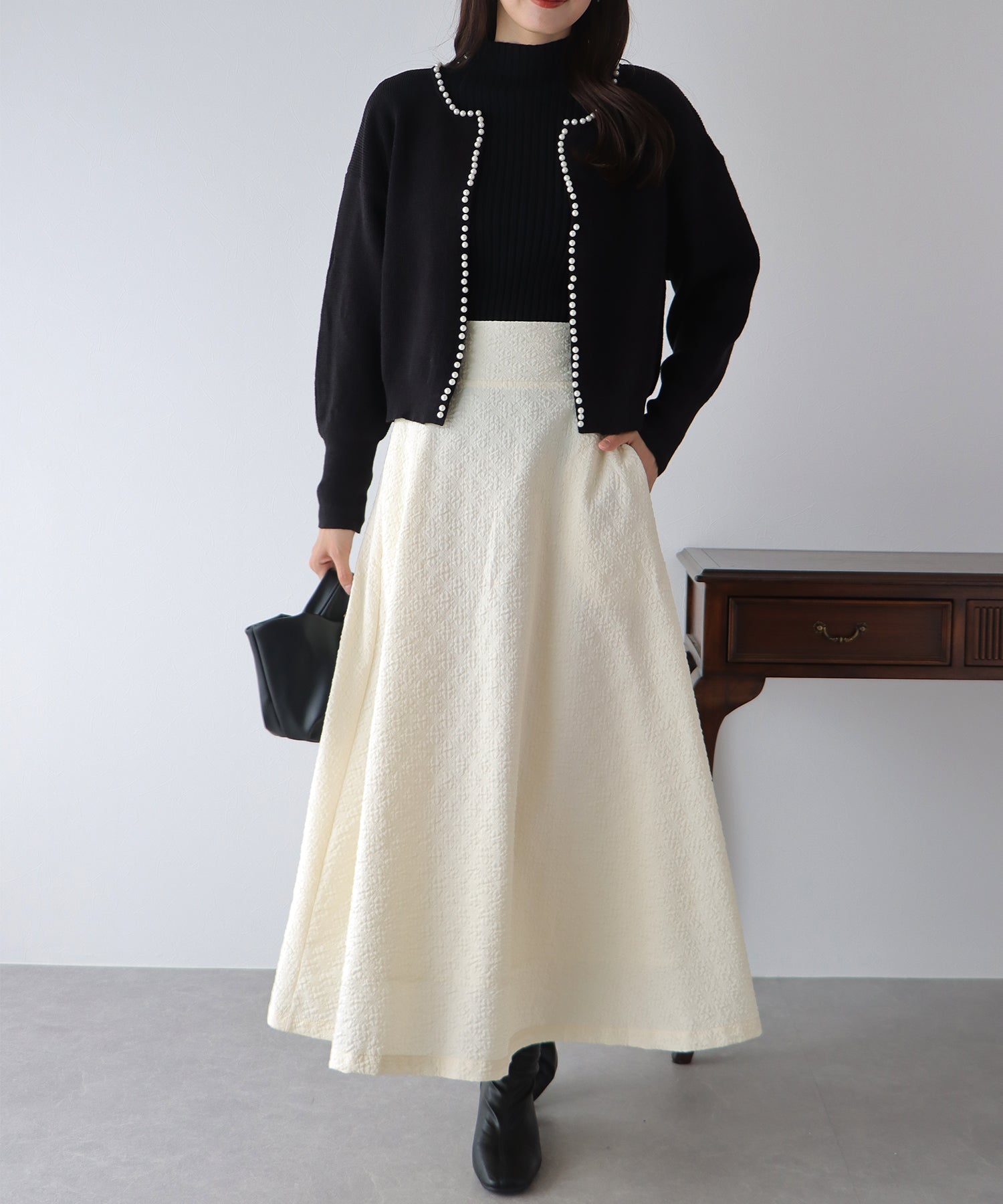 【SALE】ふくれジャガードボリュームフレアスカート