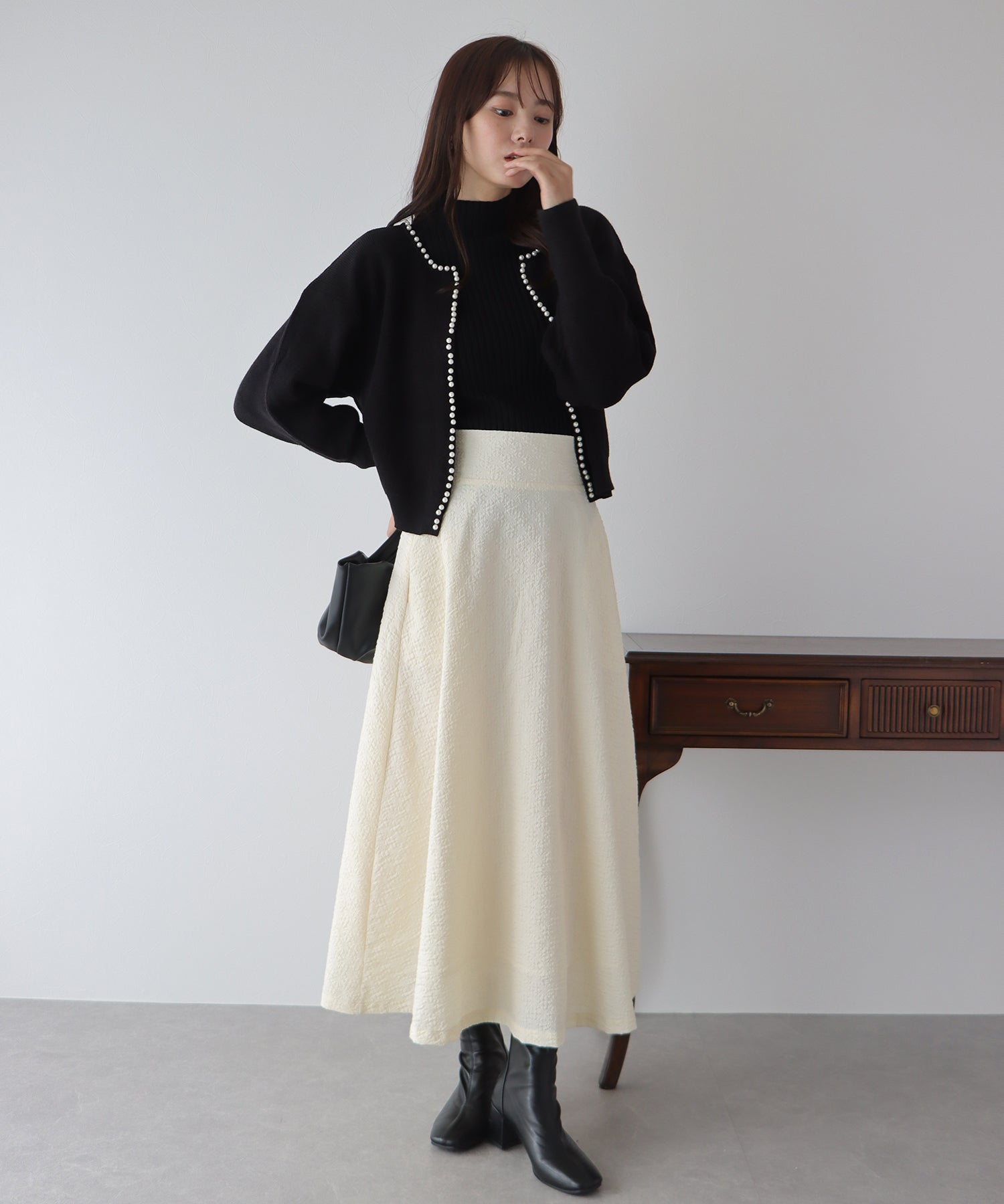 【SALE】ふくれジャガードボリュームフレアスカート