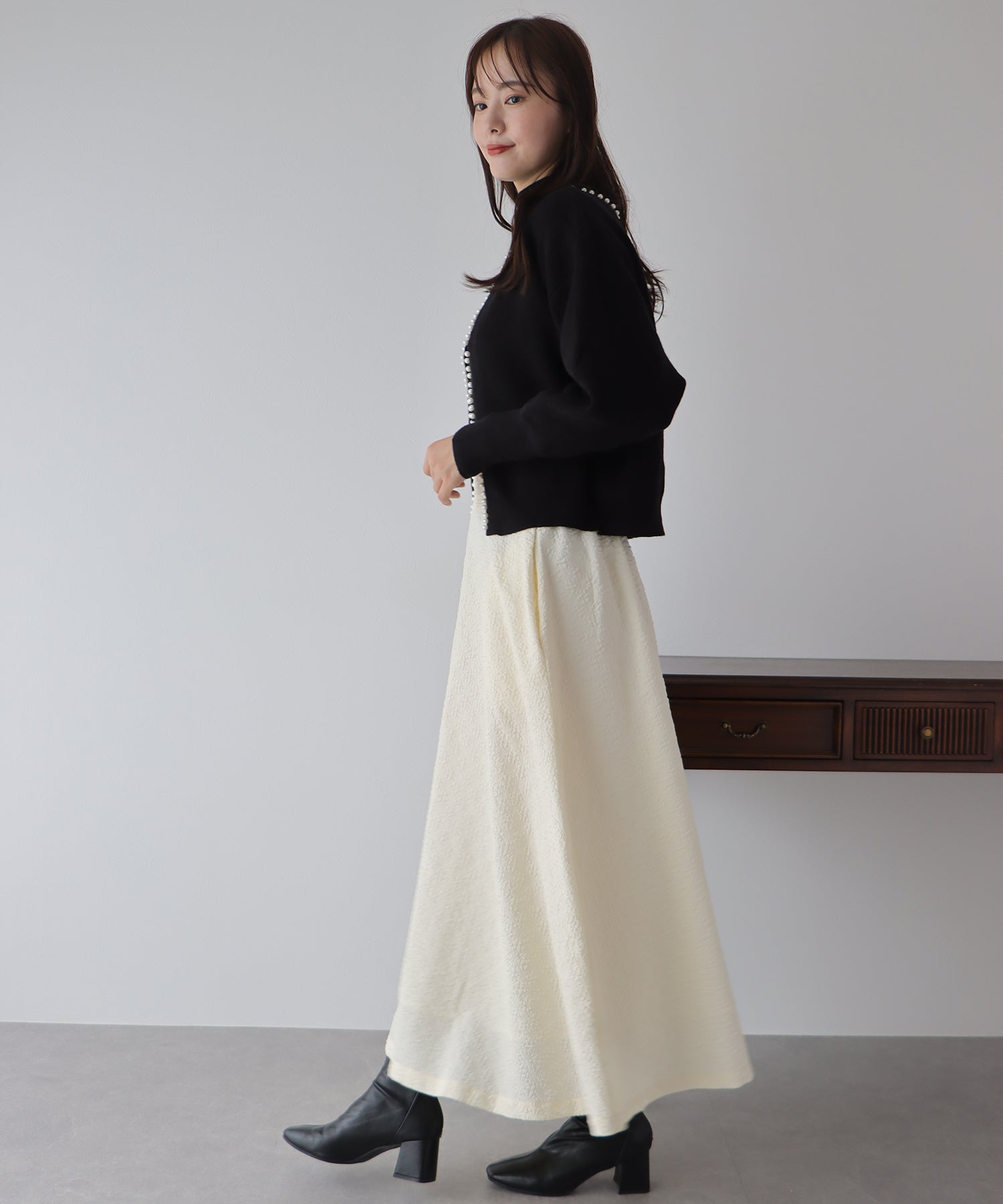 【SALE】ふくれジャガードボリュームフレアスカート