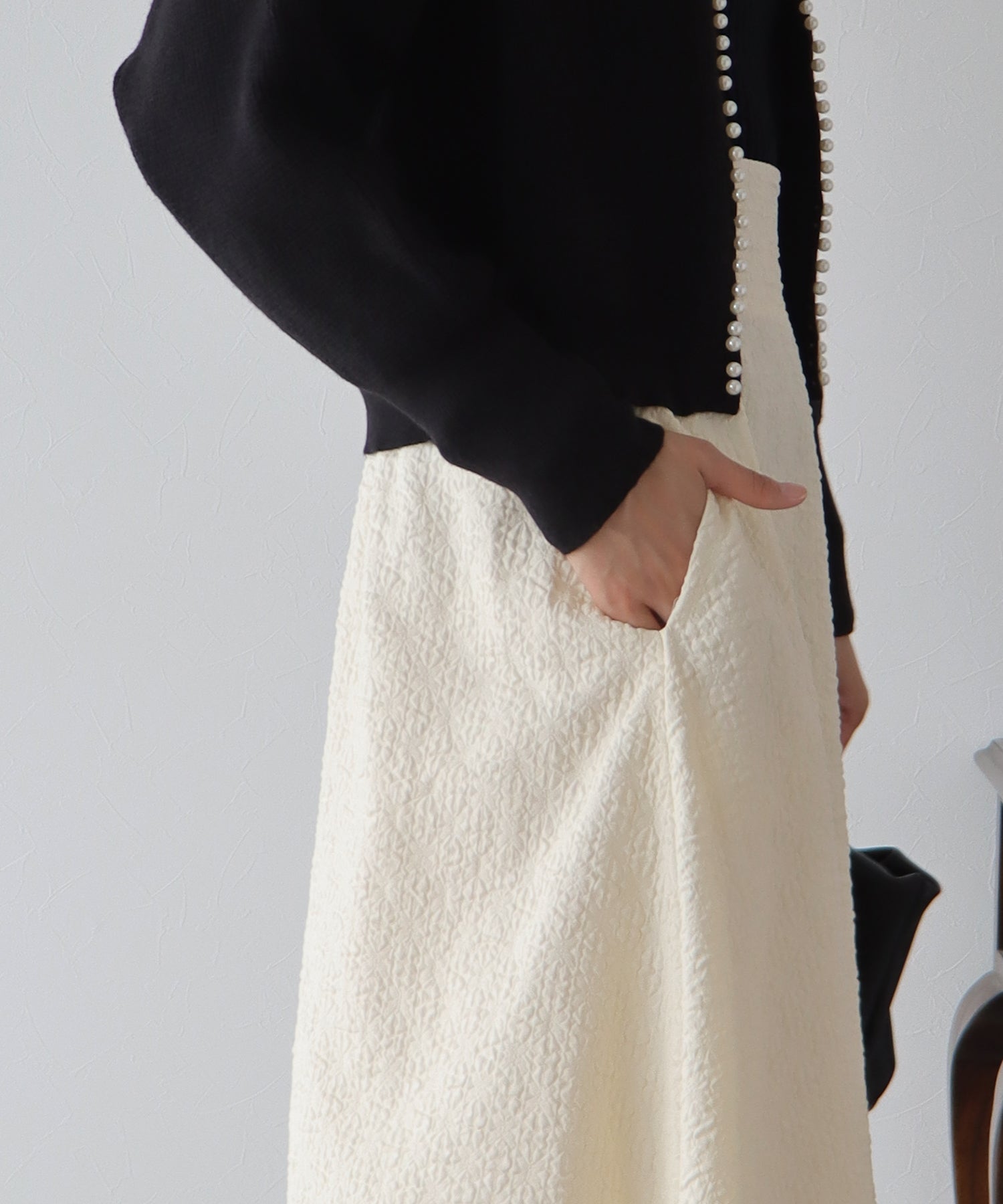 【SALE】ふくれジャガードボリュームフレアスカート