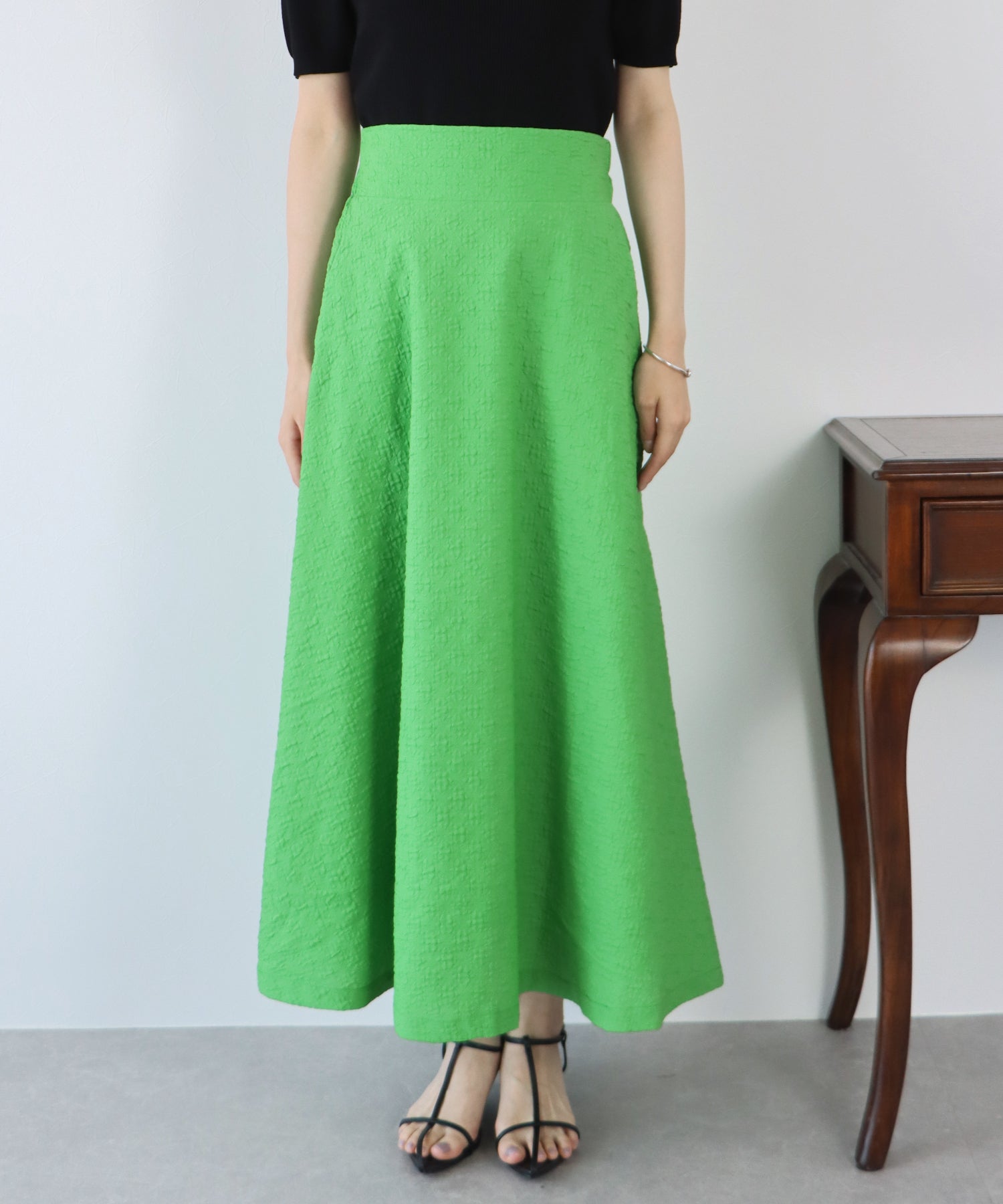 【SALE】ふくれジャガードボリュームフレアスカート