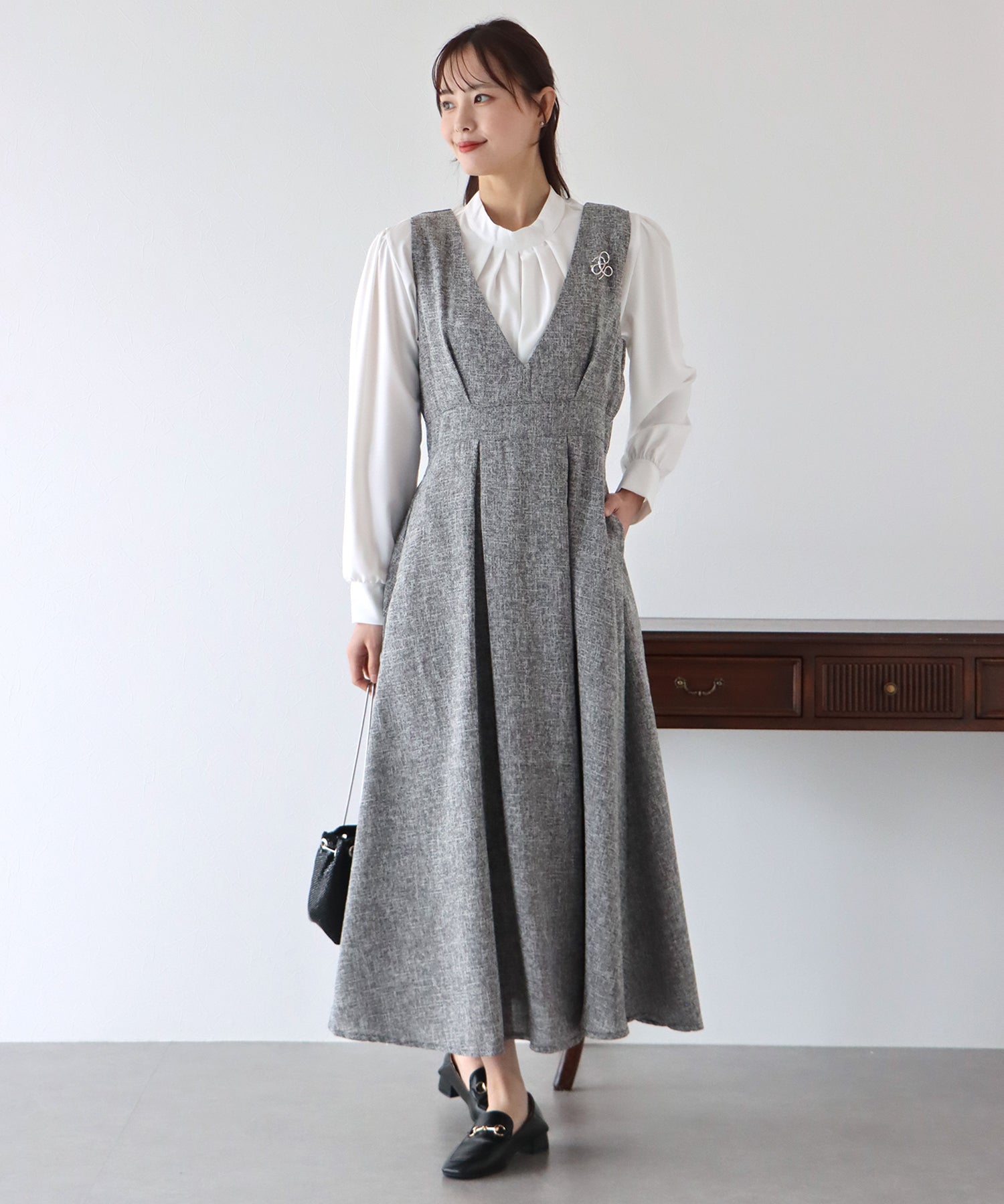 【SALE】ツイード&ツイルフレアジャンスカ