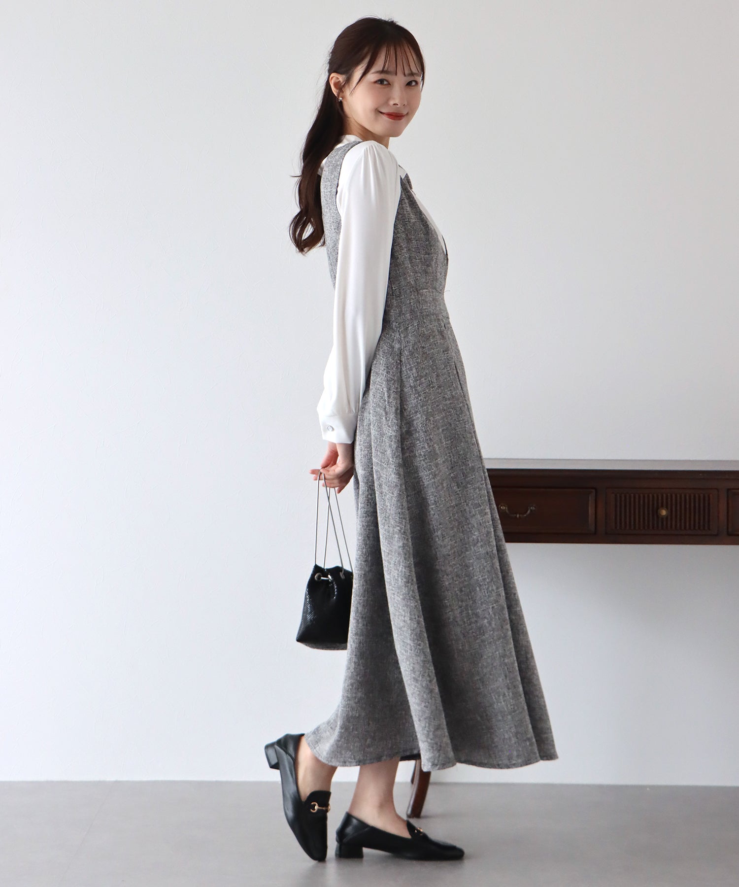 【SALE】ツイード&ツイルフレアジャンスカ