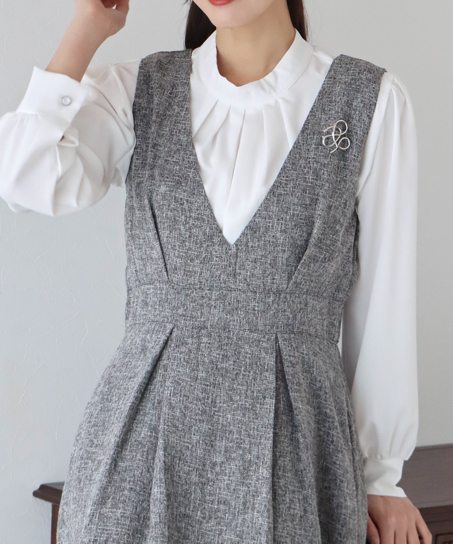 【SALE】ツイード&ツイルフレアジャンスカ