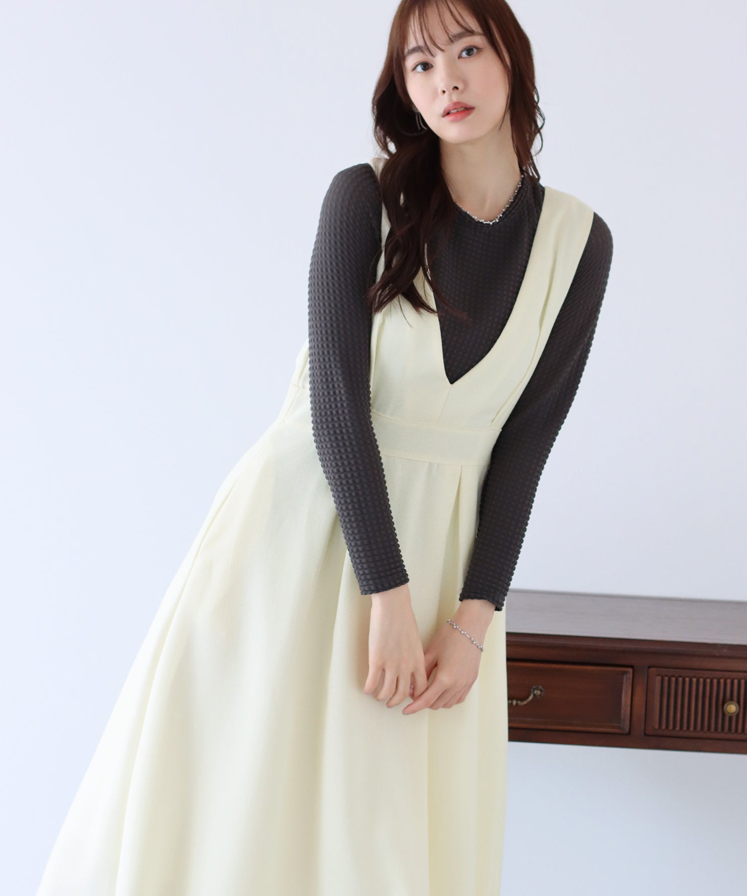 【SALE】ツイード&ツイルフレアジャンスカ