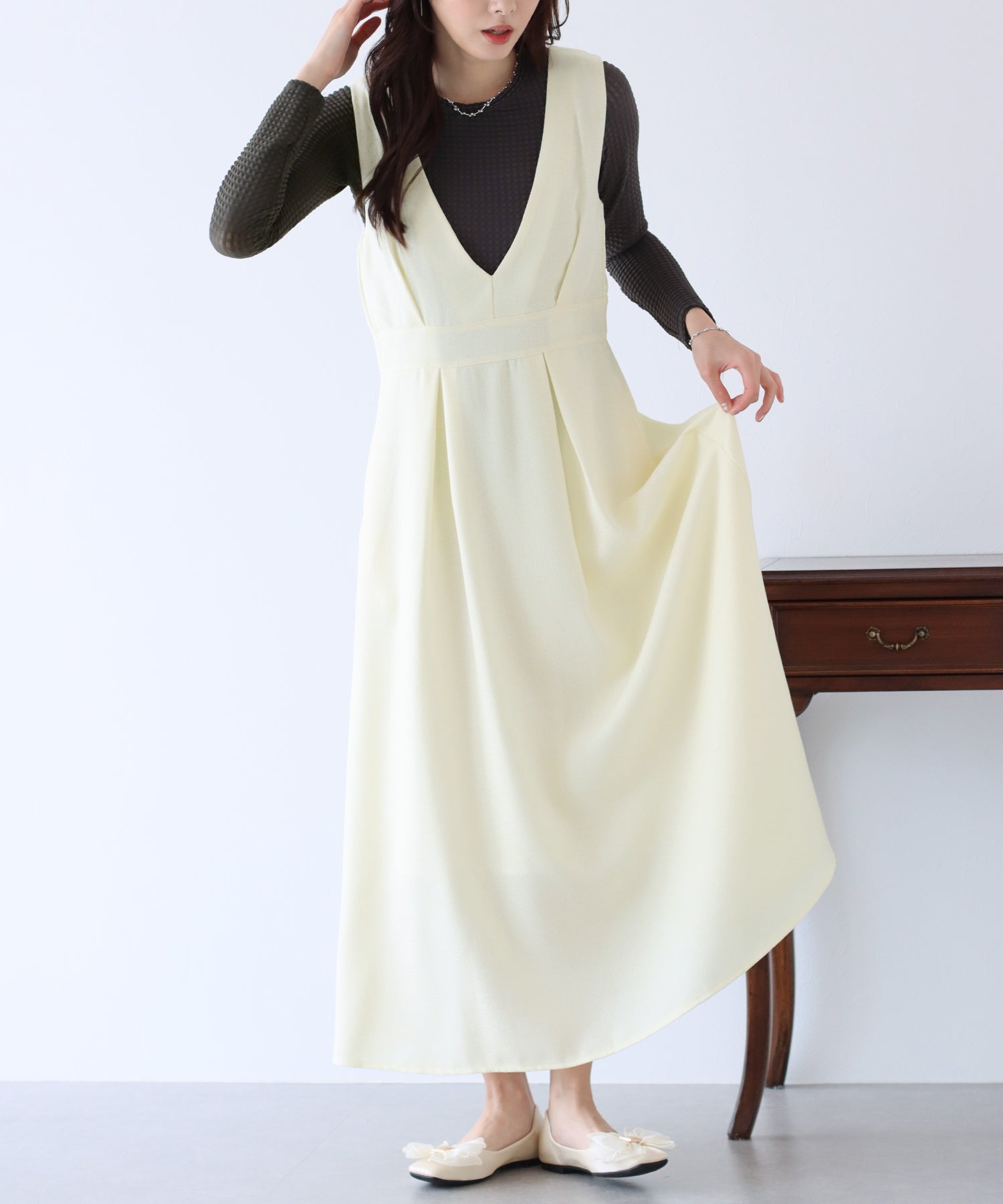 【SALE】ツイード&ツイルフレアジャンスカ