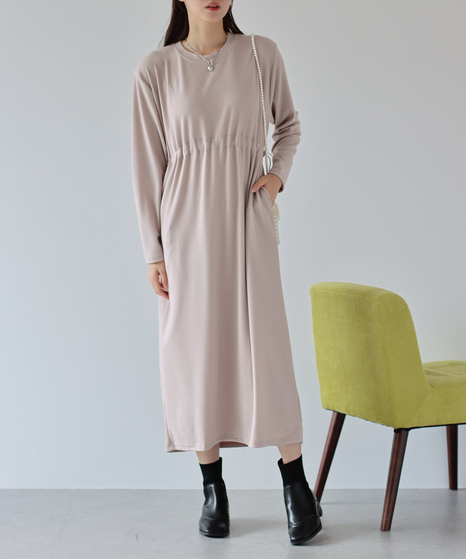 【SALE】ドロスト長袖カットソーワンピース