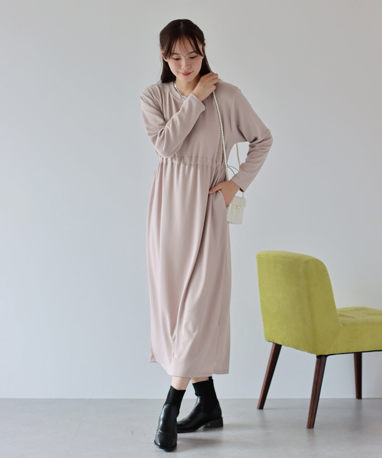 【SALE】ドロスト長袖カットソーワンピース