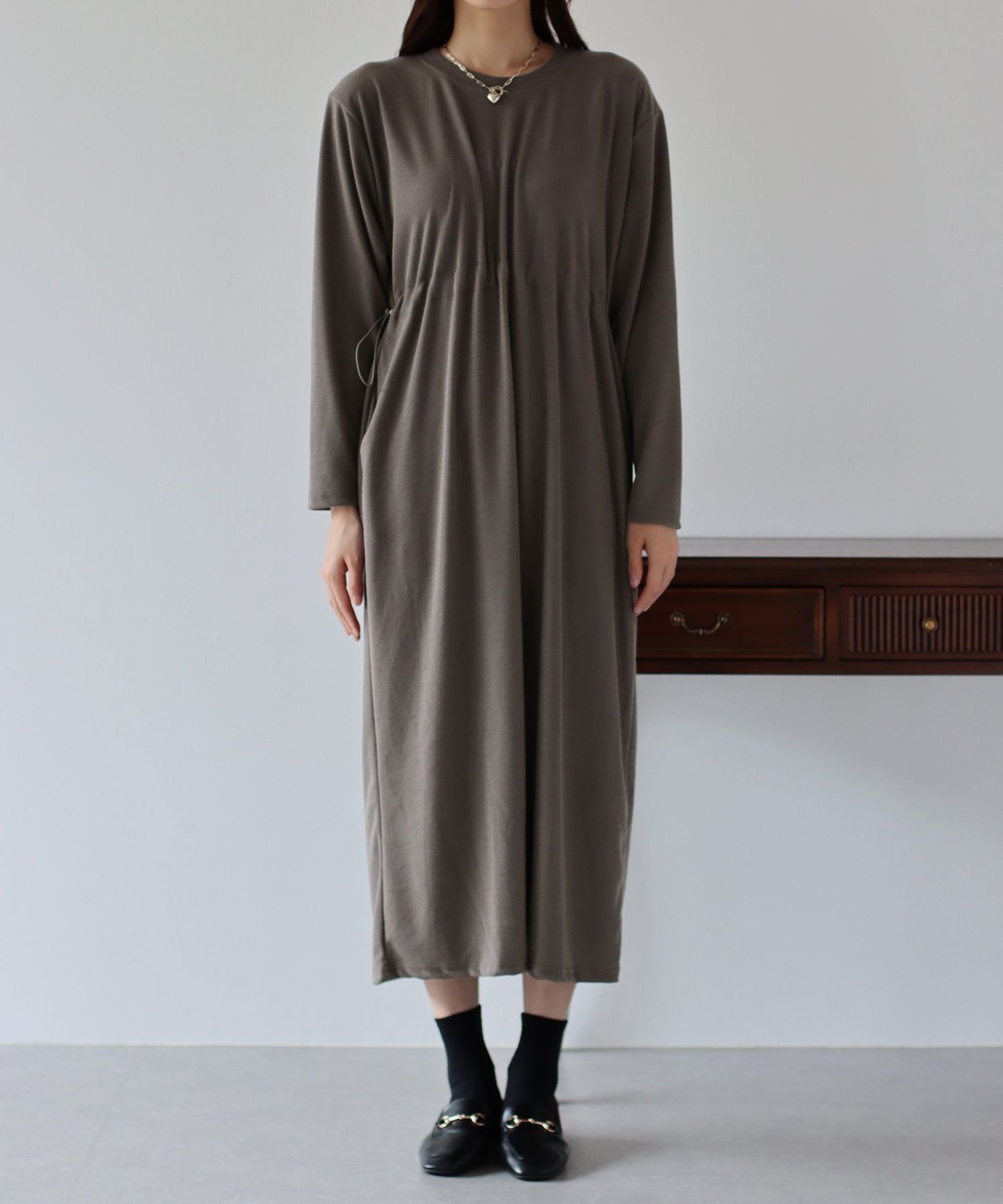 【SALE】ドロスト長袖カットソーワンピース