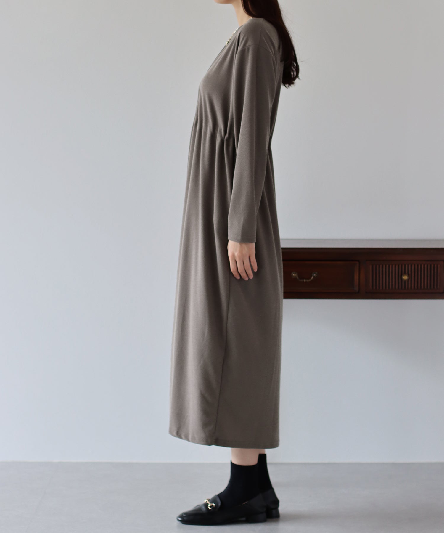 【SALE】ドロスト長袖カットソーワンピース