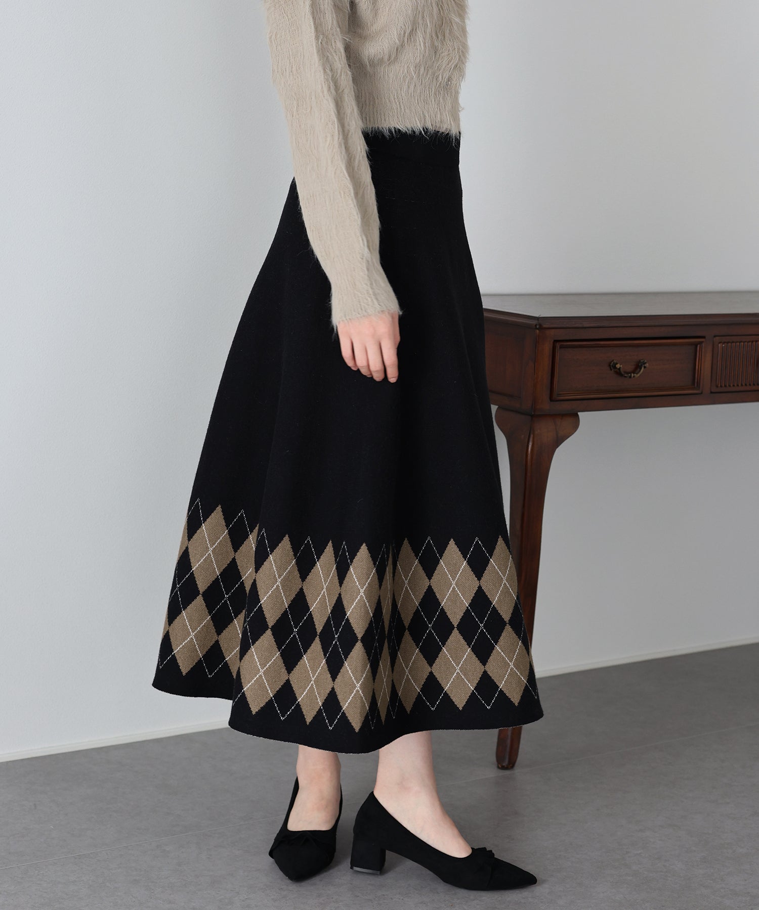 チェック柄ニットスカート