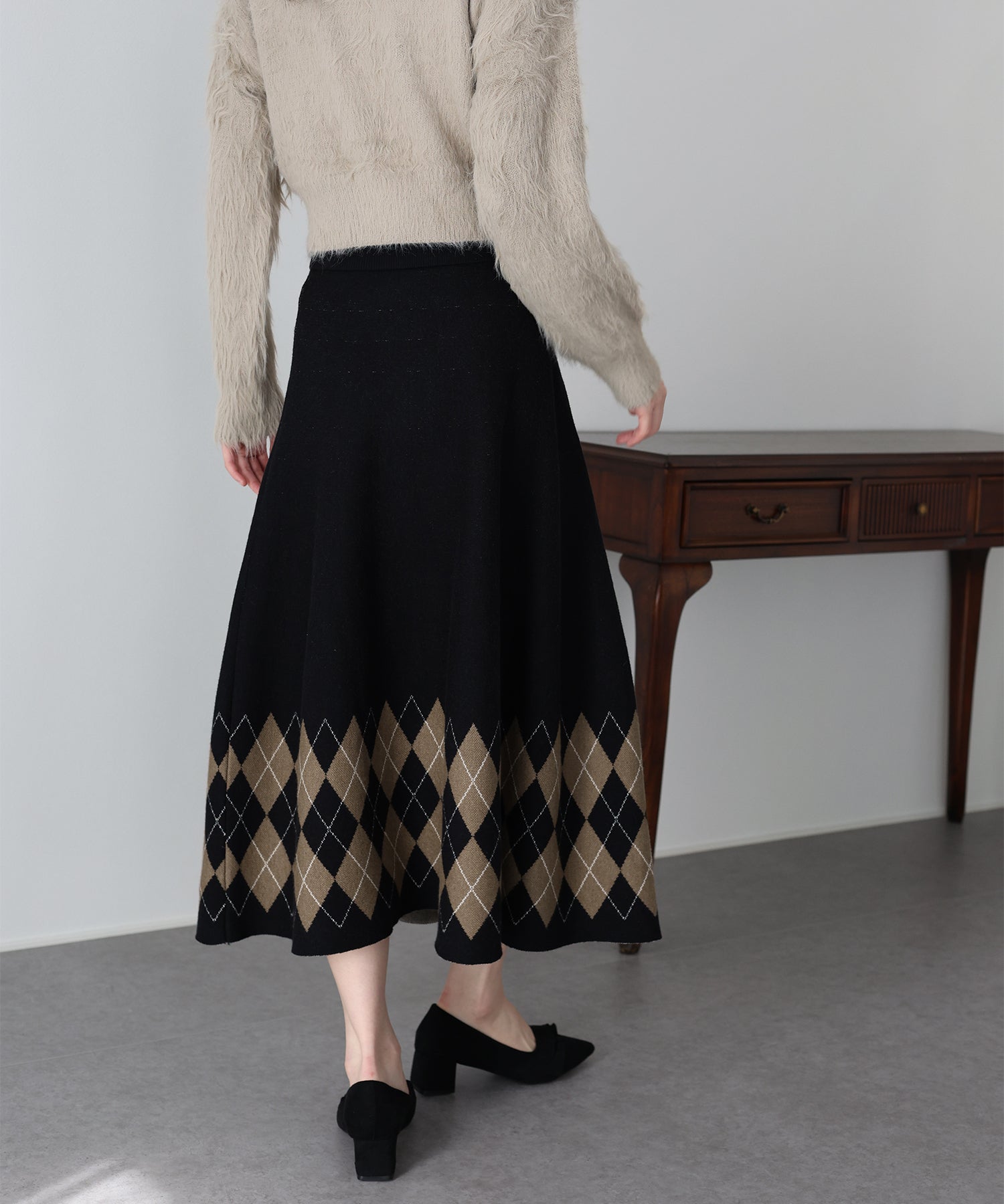 チェック柄ニットスカート
