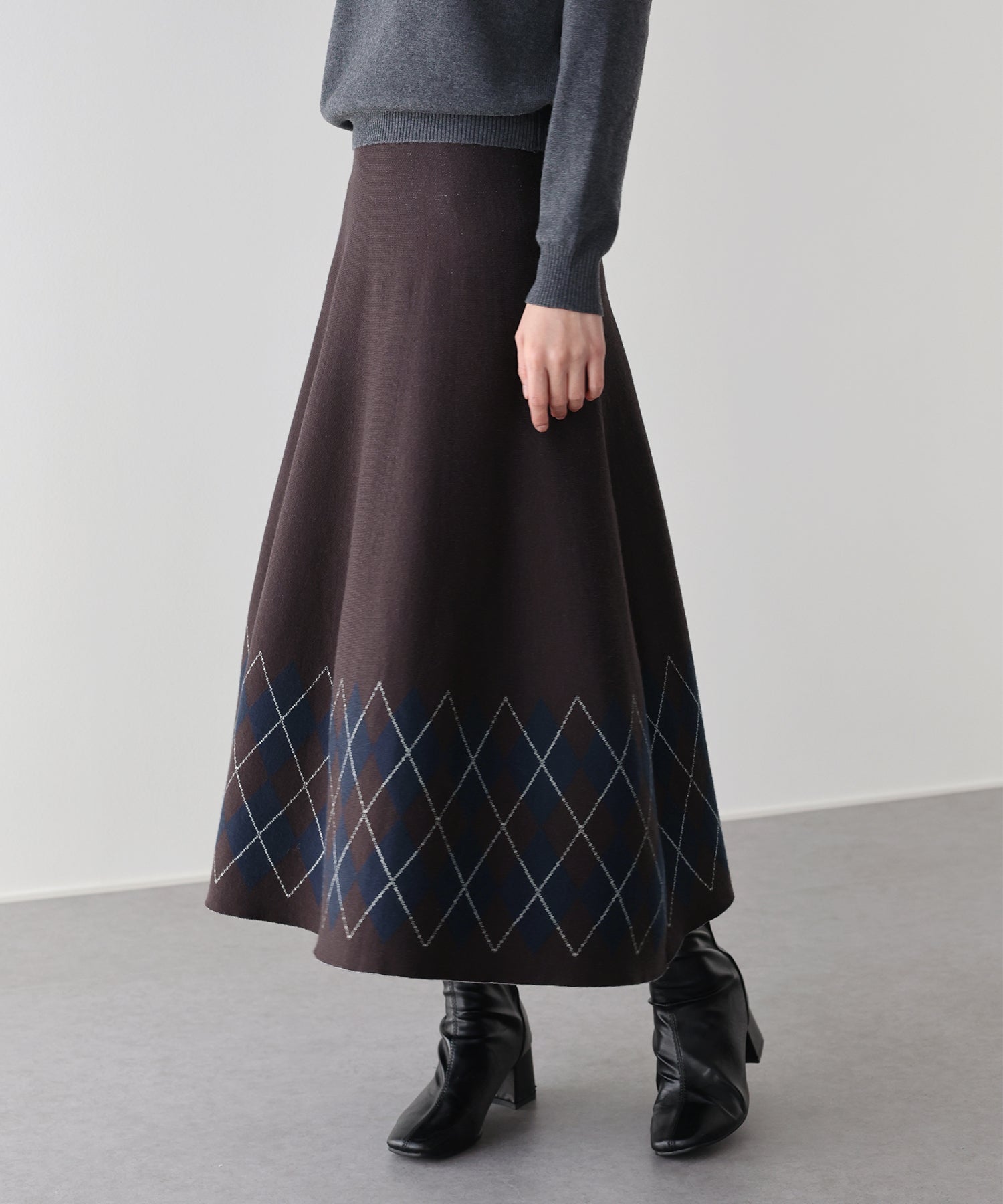 チェック柄ニットスカート