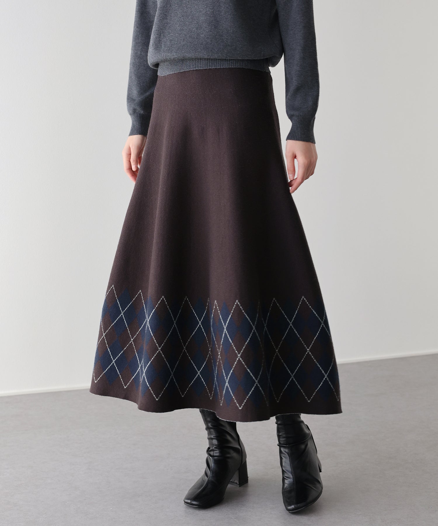 チェック柄ニットスカート