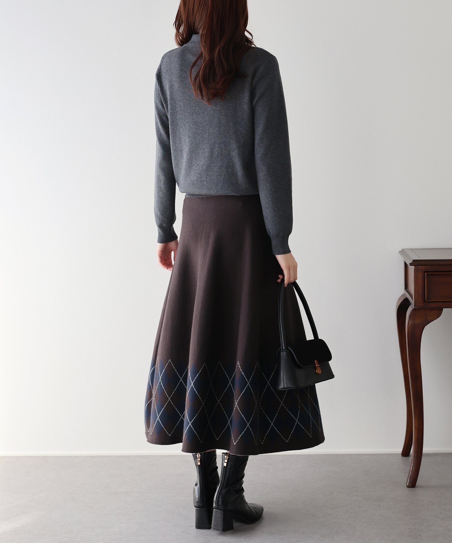 チェック柄ニットスカート